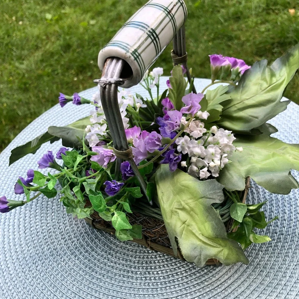 Silk Violets in Basket